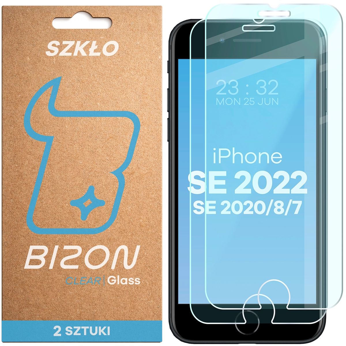 Szkło hartowane Bizon Glass Clear Duo do Apple iPhone SE 2022 / 2020 / 8 / 7, 2 sztuki